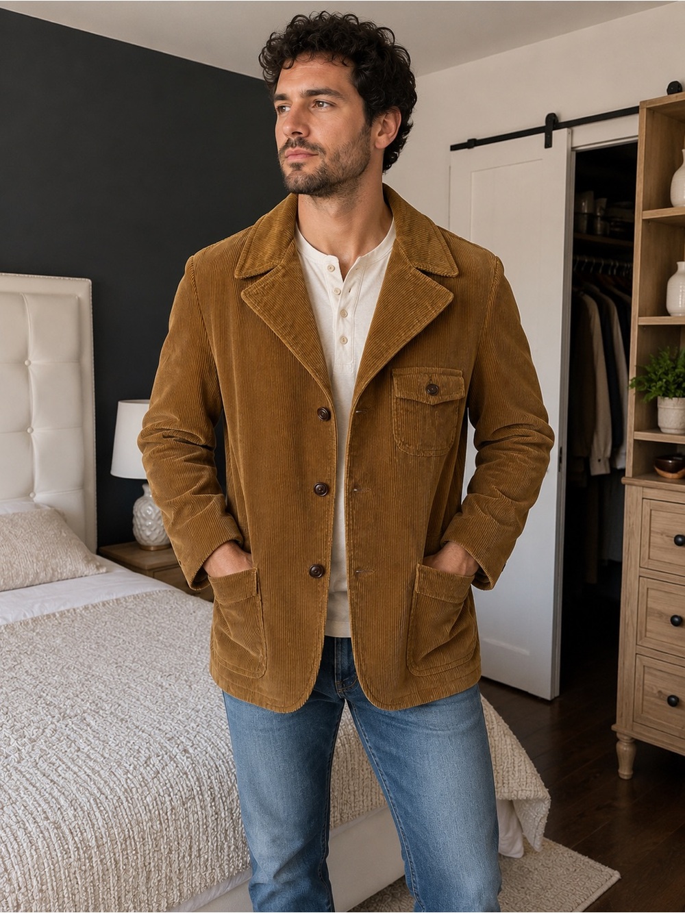 Vintage Derby of San Francisco Brown Corduroy Blazer Jacket – Size 40 Long